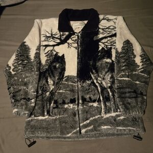 Vintage Wolf Print Fleece